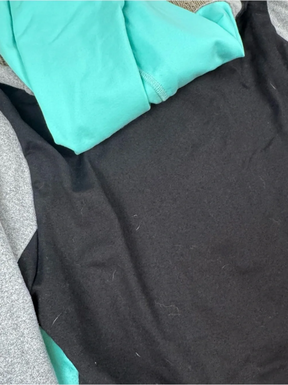 Trina Turk Recreation Teal, Black & Gray Colorblock Hoodie with Yellow Logo ~ S - Picture 9 of 12
